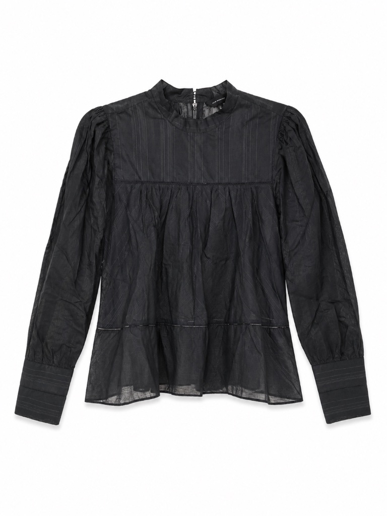Club Monaco Black Stripe Trim Peplum Blouse Size Medium Nwt